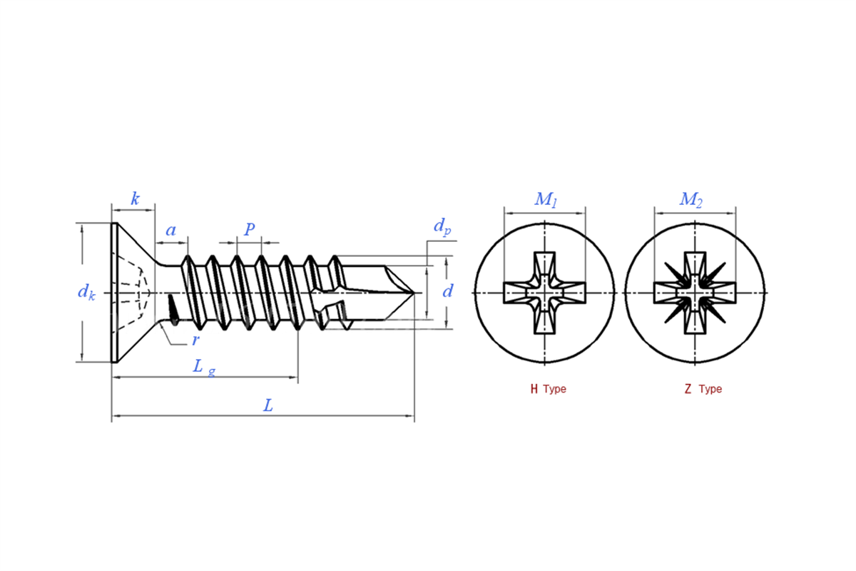 Factory wholesale Cross Recessed Countersunk Head Tapping Screw