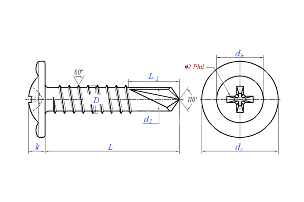 Zinc Plated Truss Head Self Drilling Screw