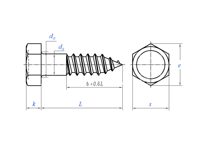 Din571 Galvanized Hex Head Wood Screws